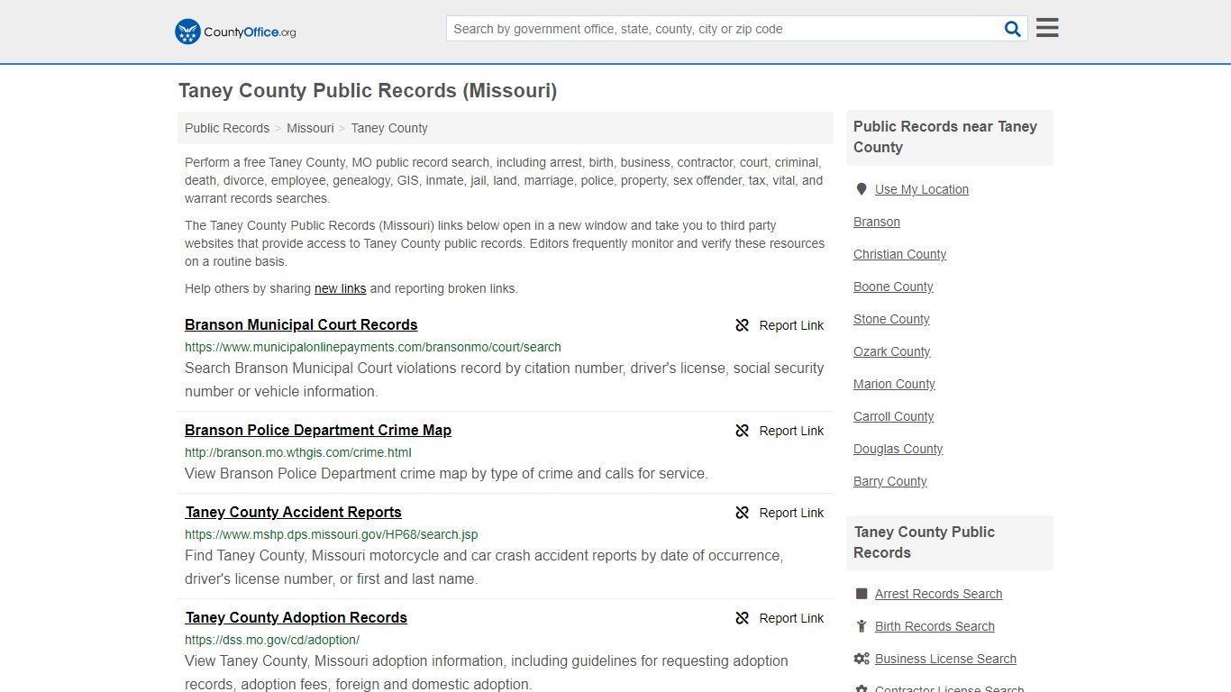 Public Records - Taney County, MO (Business, Criminal, GIS ...